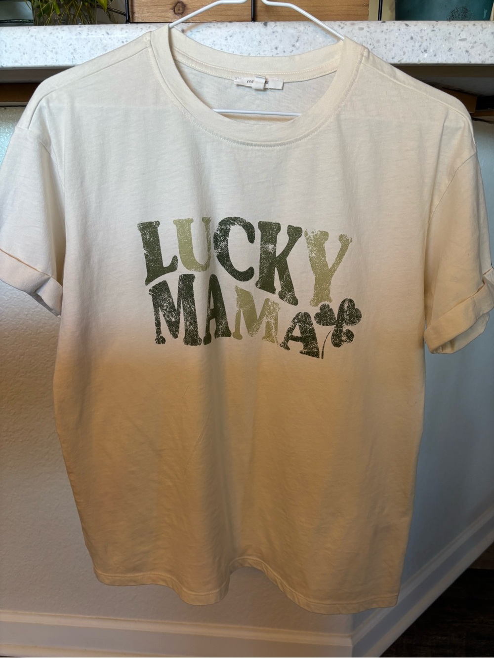 Maurices Cream Short Sleeve Tee with Green 'Lucky Mama' Graphic